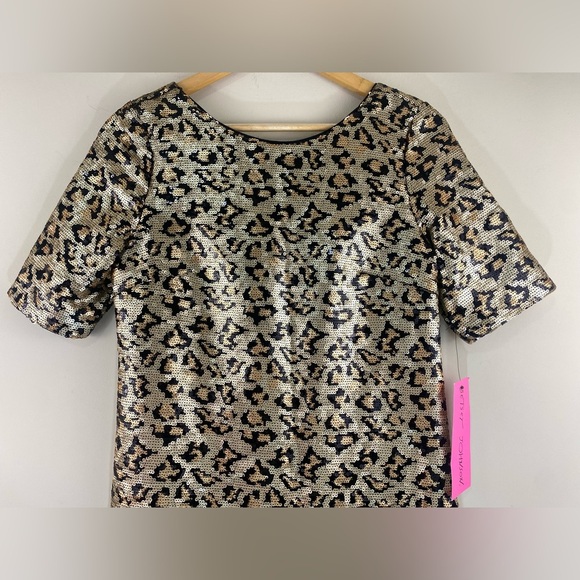 Betsey Johnson Women's Sequined Leopard Print Mini Shift Dress Sz 2 - Picture 10 of 11